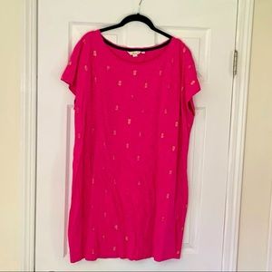 Boden Pink Golden Pineapple Dolman Sleeve Dress Size UK20/US16